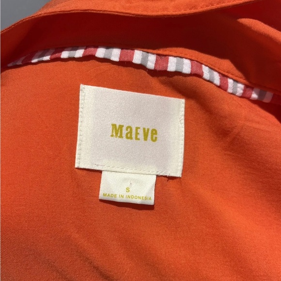 Anthropologie Maeve Tangerine Orange Short Sleeve Button Down Size Small S - Picture 3 of 10